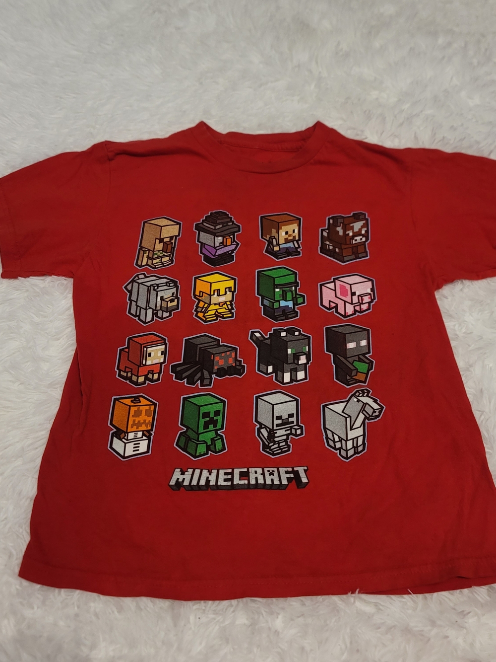 Minecraft Red Kids Tee T Shirt Size 10/12